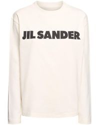 Jil Sander - T-shirt Aus Baumwolljersey Mit Logodruck - Lyst