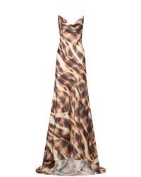 Y. Project - Satin Printed Invisible Strap Long Dress - Lyst