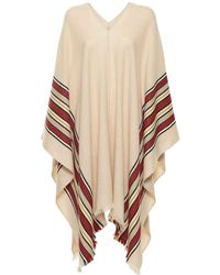 Womens Clothing Jumpers and knitwear Ponchos and poncho dresses Loro Piana The Suitcase Stripe Cashmere Poncho in Natural 
