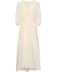 Philosophy Di Lorenzo Serafini - Mujer Vestido Midi De Algodón Drapeado - Lyst