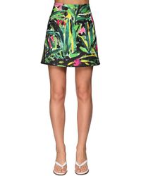 Marni Mini Falda De Sarga De Algodón Estampada - Verde