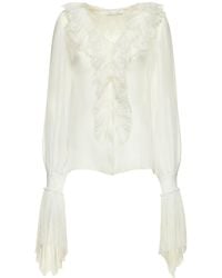 Alberta Ferretti - Ruffled Silk Chiffon Shirt - Lyst