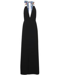 Emilio Pucci - Langes Kleid Mit V-ausschnitt Und Foulard-riemen - Lyst