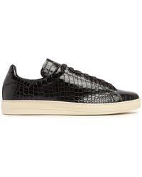 Tom Ford - Warwick Shiny Croc Embossed Low Sneakers - Lyst