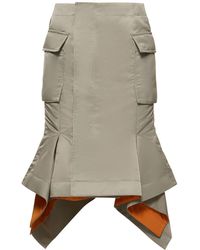 Sacai - Pleated Nylon Twill Cargo Midi Skirt - Lyst