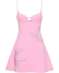 David Koma - Rhinestone-embellished Flared-hem Stretch-woven Mini Dress - Lyst