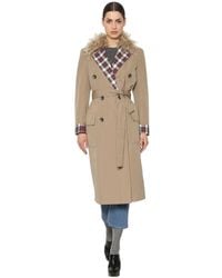 Isa Arfen Manteau Trench En Toile Et Laine À Carreaux - Neutre