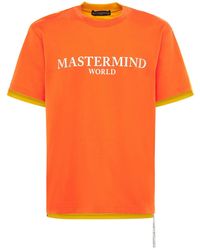 MASTERMIND WORLD Camiseta De Algodón Bicolor Con Logo - Naranja