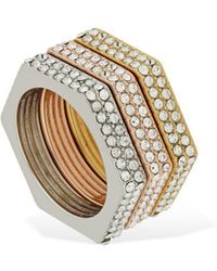 Burberry - Set Of 3 Bolt Crystal Ring - Lyst