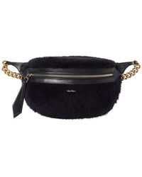 Max Mara Banane 2 Fur Effect Wool Blend Belt Bag - Blue