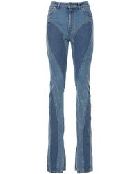 Mugler Jeans Skinny De Denim De Algodón - Azul