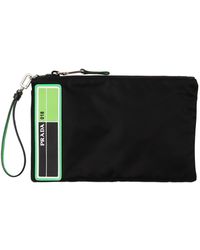 Prada Beutel Aus Nylon Und Leder Mit Logopatch - Schwarz