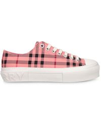 Burberry - Jack Check-print Leather Low-top Trainers - Lyst