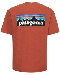 Patagonia T-shirt Aus Recyceltem Baumwollmix Mit Logo "p-6" - Orange
