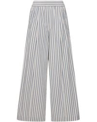 Brunello Cucinelli - Striped Cotton Poplin Wide Pants - Lyst