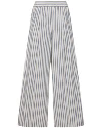 Brunello Cucinelli - Pantalon ample en popeline de coton à rayures - Lyst