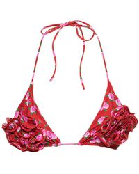 Magda Butrym - Printed Triangle 3D Flower Bikini Top - Lyst