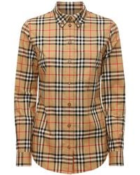 Burberry - Camisa "lapwing" De Popelina Stretch A Cuadros - Lyst