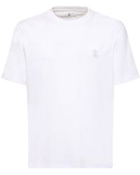 Brunello Cucinelli - T-shirt Aus Baumwolljersey Mit Logo - Lyst