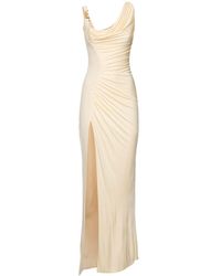 Versace - Side Slit Jersey Maxi Dress - Lyst