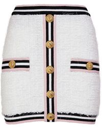 Balmain - Maze Monogram Cotton Blend Mini Skirt - Lyst