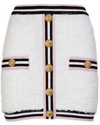 Balmain - Maze Monogram Cotton Blend Mini Skirt - Lyst