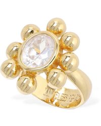 Timeless Pearly - Flower Crystal Thick Ring - Lyst
