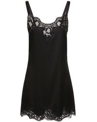 Dolce & Gabbana - シルクサテン&レーススリップドレス - Lyst