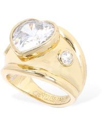 Timeless Pearly - Heart Crystal Thick Ring - Lyst