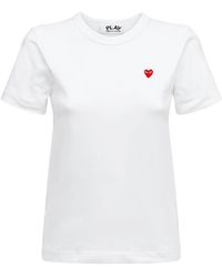 COMME DES GARÇONS PLAY - T-shirt En Coton Avec Coeur Rouge Brodé - Lyst