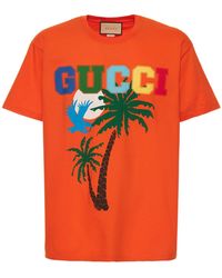 Gucci Camiseta De Algodón - Naranja