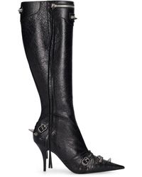 Balenciaga - 90Mm Cagole Leather Tall Boots - Lyst