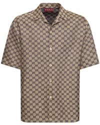 Gucci - Camicia in tela di misto lino gg - Lyst