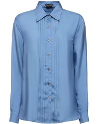 Tom Ford - Satin Shirt W/ Pleated Front - Lyst