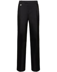 Burberry - Tailored Wool & Silk Wide Pants - Lyst