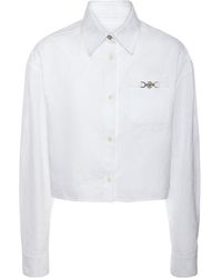 Versace - Barocco Cotton Poplin Crop Shirt - Lyst