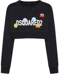 DSquared² - Pac- Logo Printed Crop Sweatshirt - Lyst
