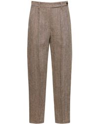 Brunello Cucinelli - Macro Herringbone Linen Straight Pants - Lyst