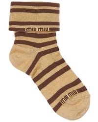 Miu Miu Socken Aus Lurex Mit Logo - Braun