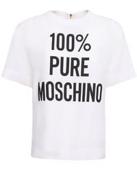 Moschino - T-shirt Aus Viskosesatin Mit Logo - Lyst