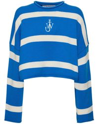 JW Anderson - Gestreifter Wolle-kaschmir-pullover Mit Logo - Lyst