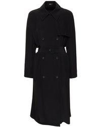 Theory - Double Breasted Viscose Trench Coat - Lyst