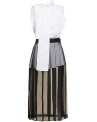 Sacai - Poplin Mini Dress W/ Tulle Gown - Lyst