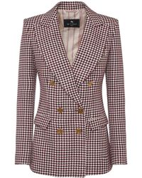 Etro - Wool Blend Suiting Double Breast Jacket - Lyst