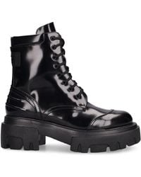 MSGM - 60Mm Leather Combat Boots - Lyst