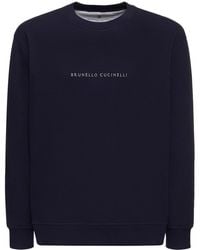 Brunello Cucinelli - Sweatshirt Aus Baumwolle Mit Logostickerei - Lyst