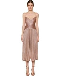 Maria Lucia Hohan Abito Midi In Rete Metallizzata Plissé - Metallizzato