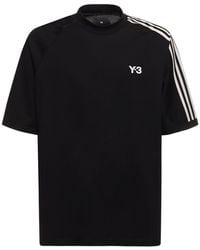 Y-3 - T-shirt Aus Baumwolle Mit Streifen- Und Logodruck - Lyst