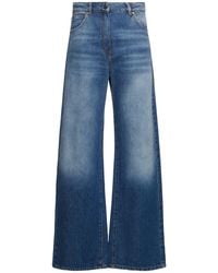 MSGM - High Waist Wide Cotton Denim Jeans - Lyst