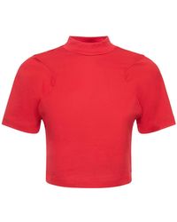 Ferrari - Cotton Jersey Crop T-Shirt W/ Logo - Lyst